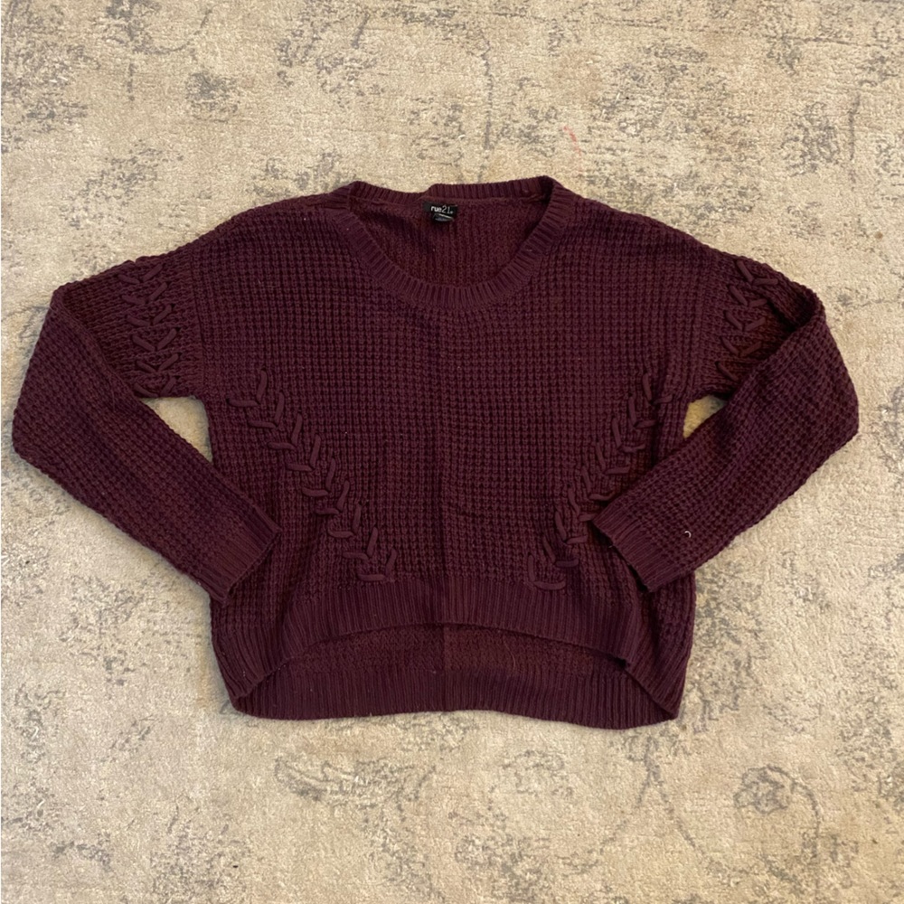 Rue 21 Cropped Maroon Sweater